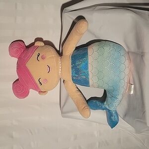 Your Zone MERMAID Stuffed Plush Doll Pillow 18" Pink Hair & Blue Clothes